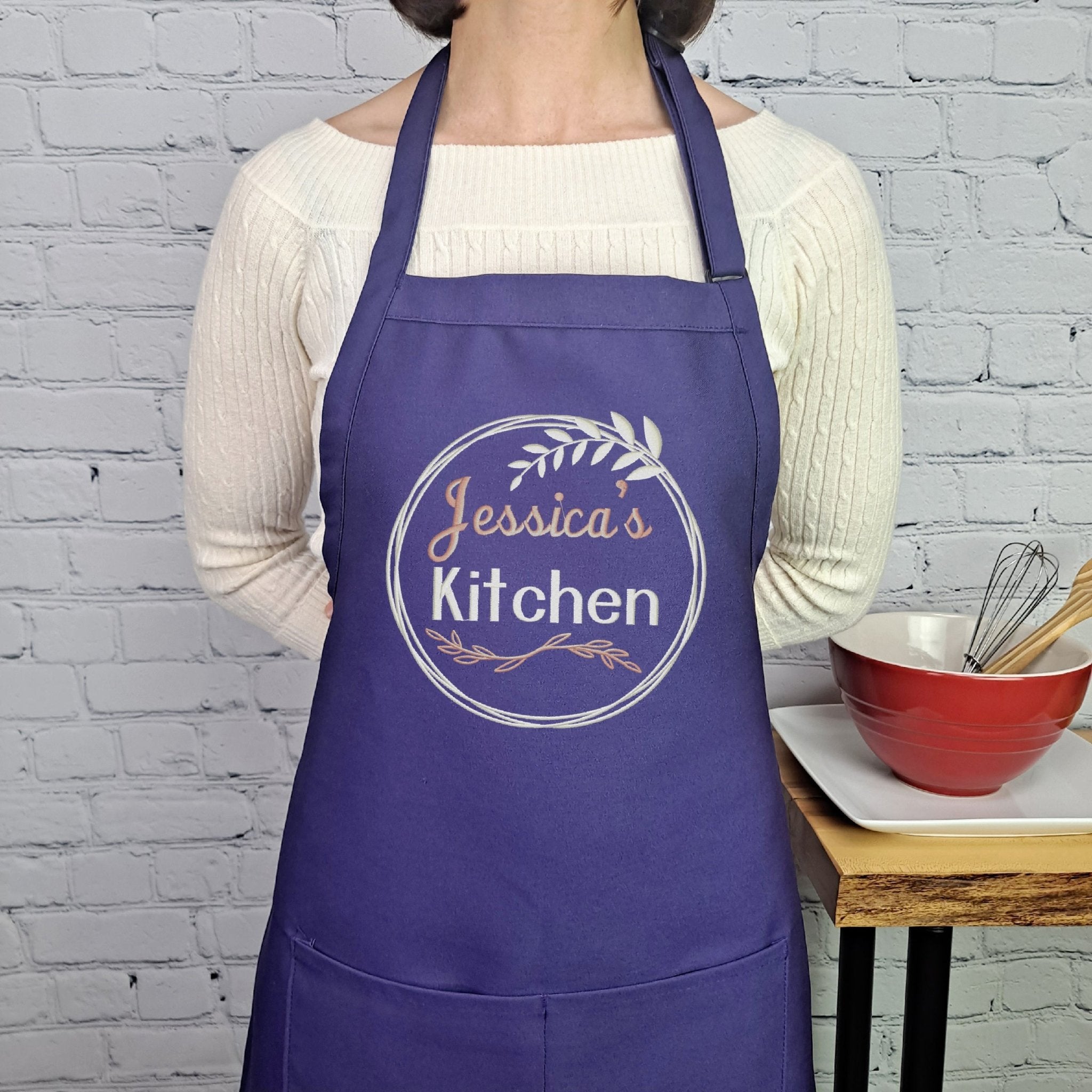 {{product_title}} – {{color}} embroidered kitchen apron