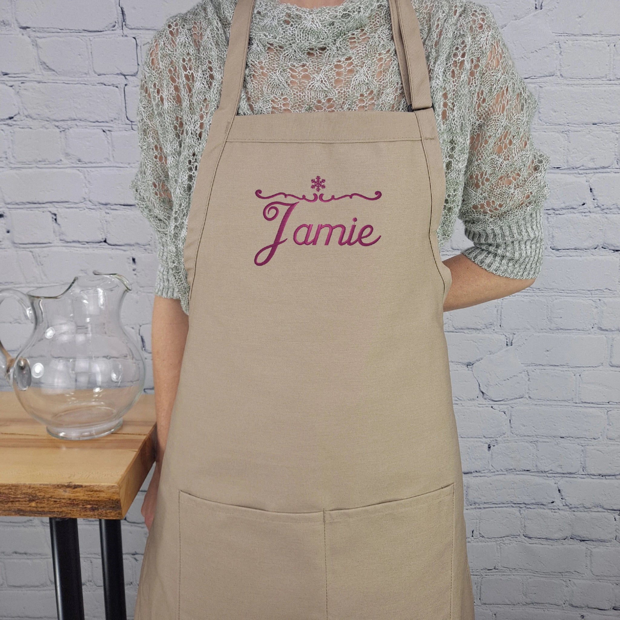 {{product_title}} – {{color}} embroidered kitchen apron