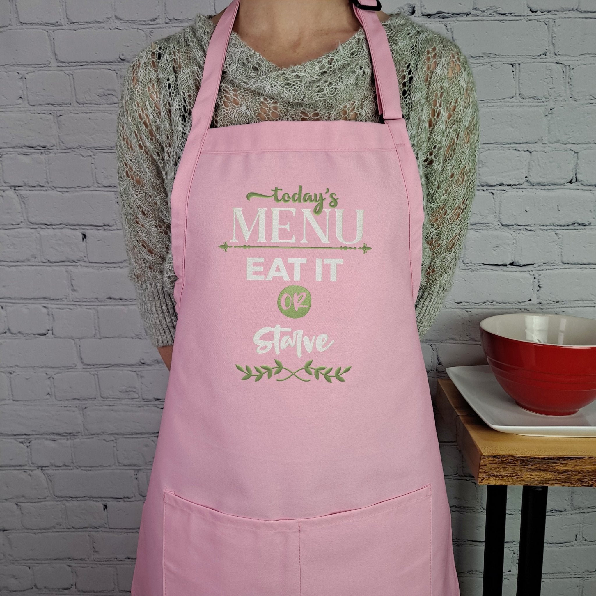 {{product_title}} – {{color}} embroidered kitchen apron