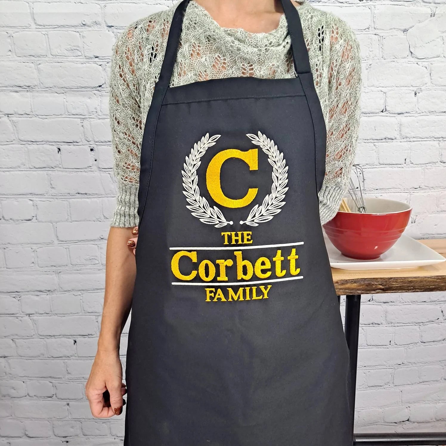 {{product_title}} – {{color}} embroidered kitchen apron