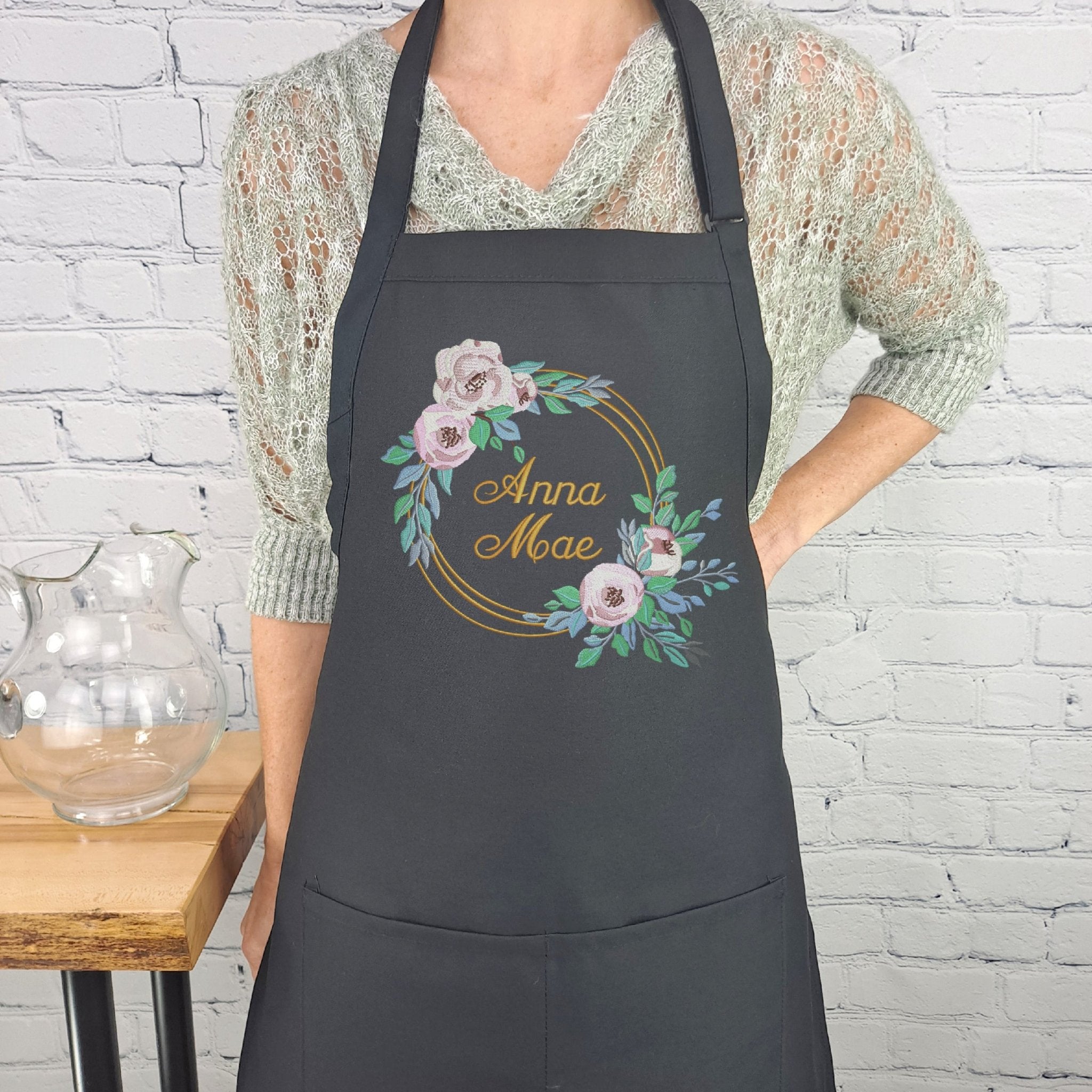 {{product_title}} – {{color}} embroidered kitchen apron