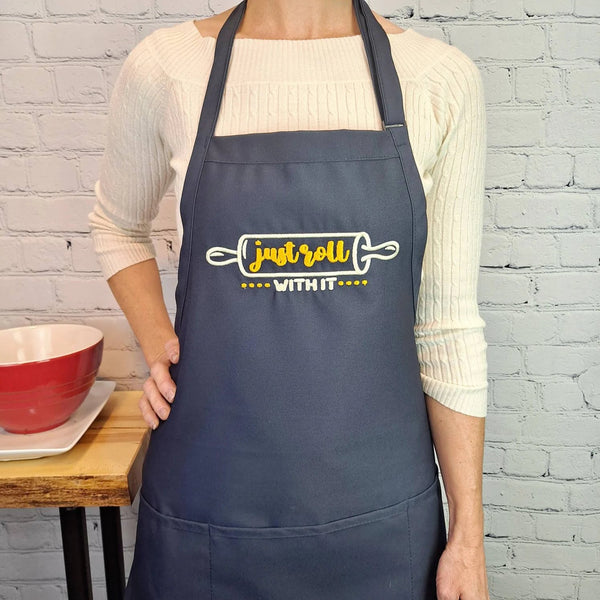 {{product_title}} – {{color}} embroidered kitchen apron