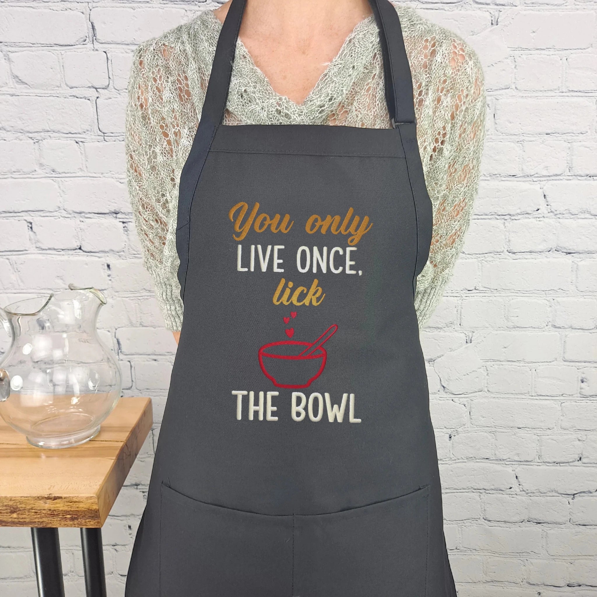 {{product_title}} – {{color}} embroidered kitchen apron