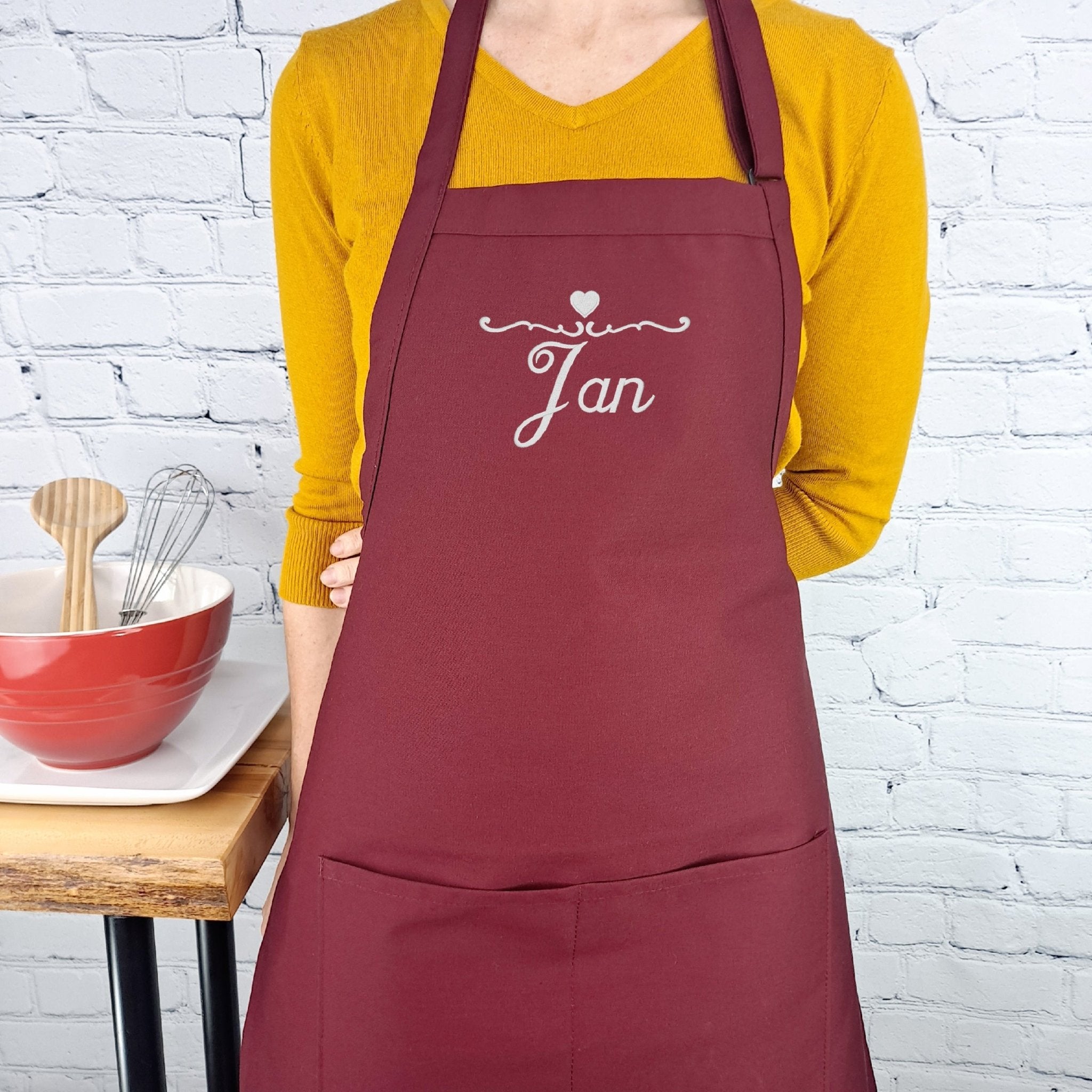 {{product_title}} – {{color}} embroidered kitchen apron