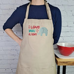 Valentine apron I love you a ton Valentines day elephant apron