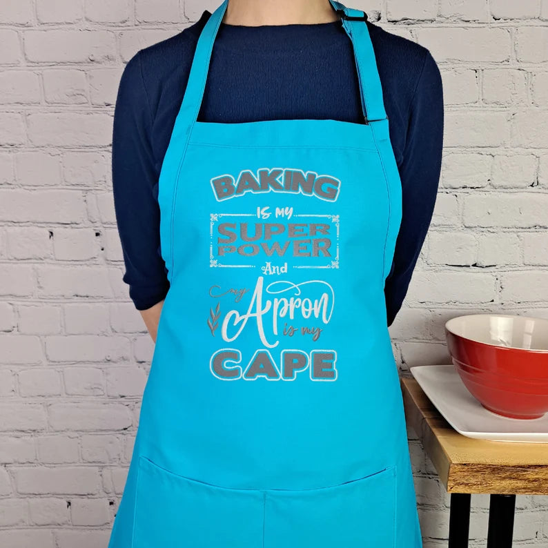 Funny apron Baking is my Super power kitchen baking apron embroidered great gift for friend