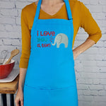 Valentine apron I love you a ton Valentines day elephant apron