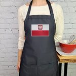 Polish flag apron with crowned eagle embroidered kitchen accessory with pockets adjustable neck