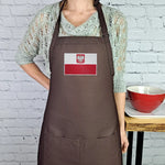 Polish flag apron with crowned eagle embroidered kitchen accessory with pockets adjustable neck