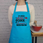 Wine apron Wine O clock customizable apron embroidered wine cooking kitchen apron