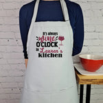 Wine apron Wine O clock customizable apron embroidered wine cooking kitchen apron