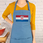 Croatia flag apron with coat of arms  embroidered kitchen accessory with pockets adjustable neck