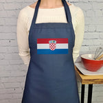 Croatia flag apron with coat of arms  embroidered kitchen accessory with pockets adjustable neck