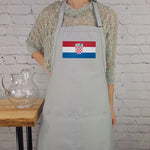 Croatia flag apron with coat of arms  embroidered kitchen accessory with pockets adjustable neck