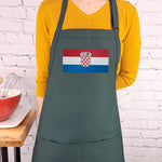 Croatia flag apron with coat of arms  embroidered kitchen accessory with pockets adjustable neck