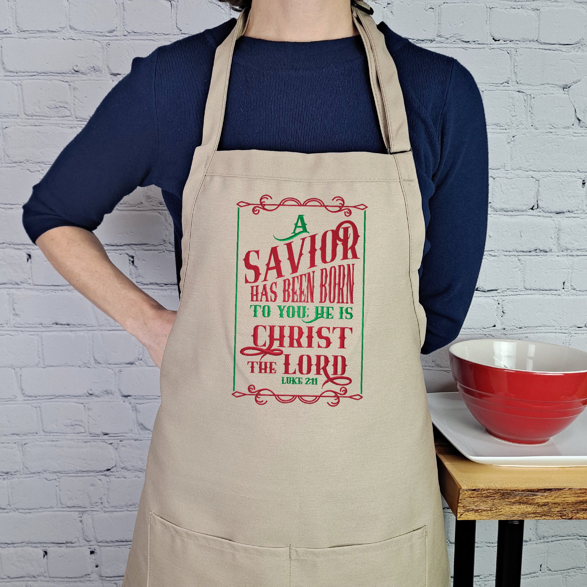 Christmas apron Savior has been born He is Christ the Lord