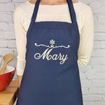 Customizable Snowflake embroidered apron Personalize name winter kitchen apron Great gift for her