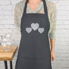 Embroidered Hearts Apron with Pockets, Valentine's Gift for Her