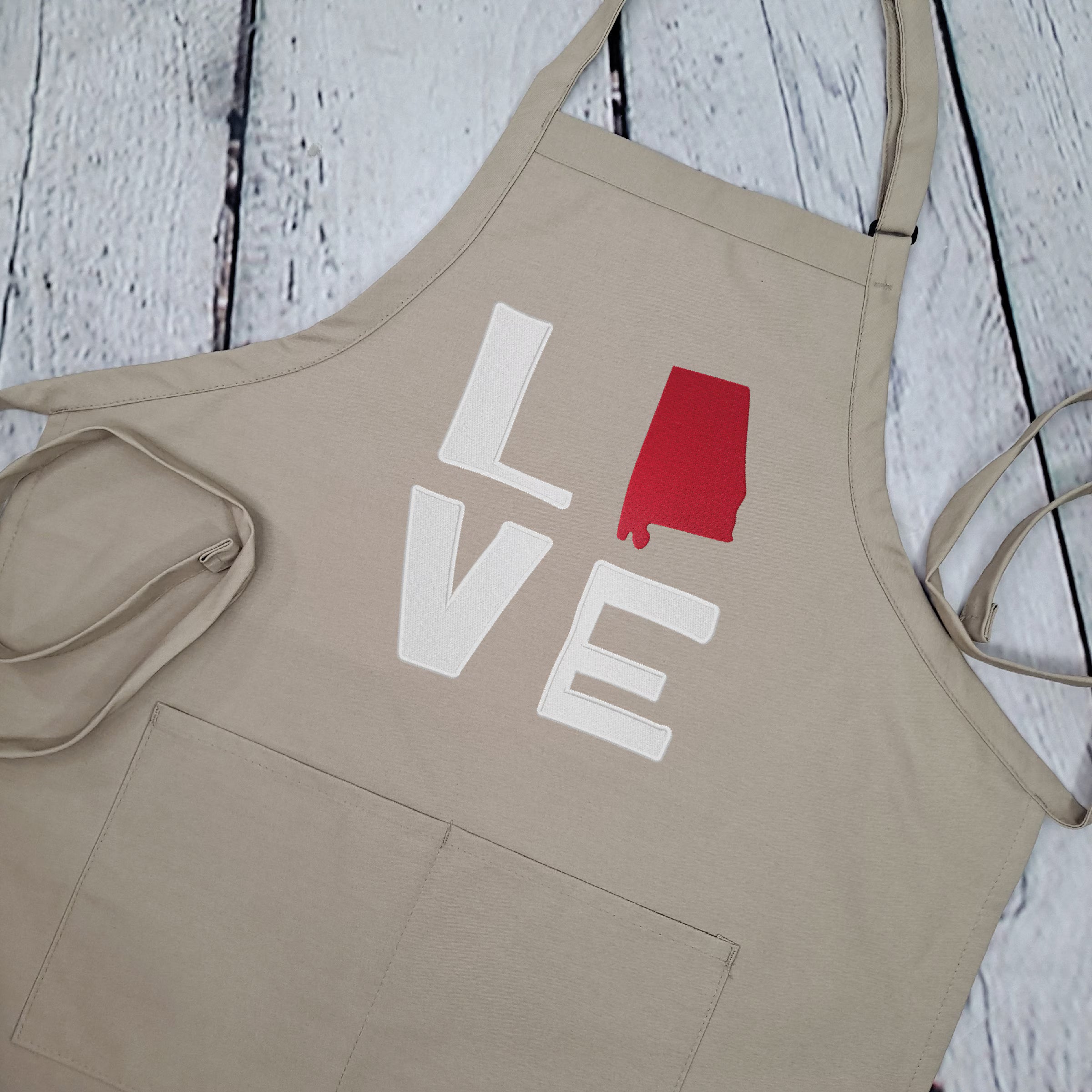 Embroidered Alabama State Pride Apron: Southern Kitchen Gift
