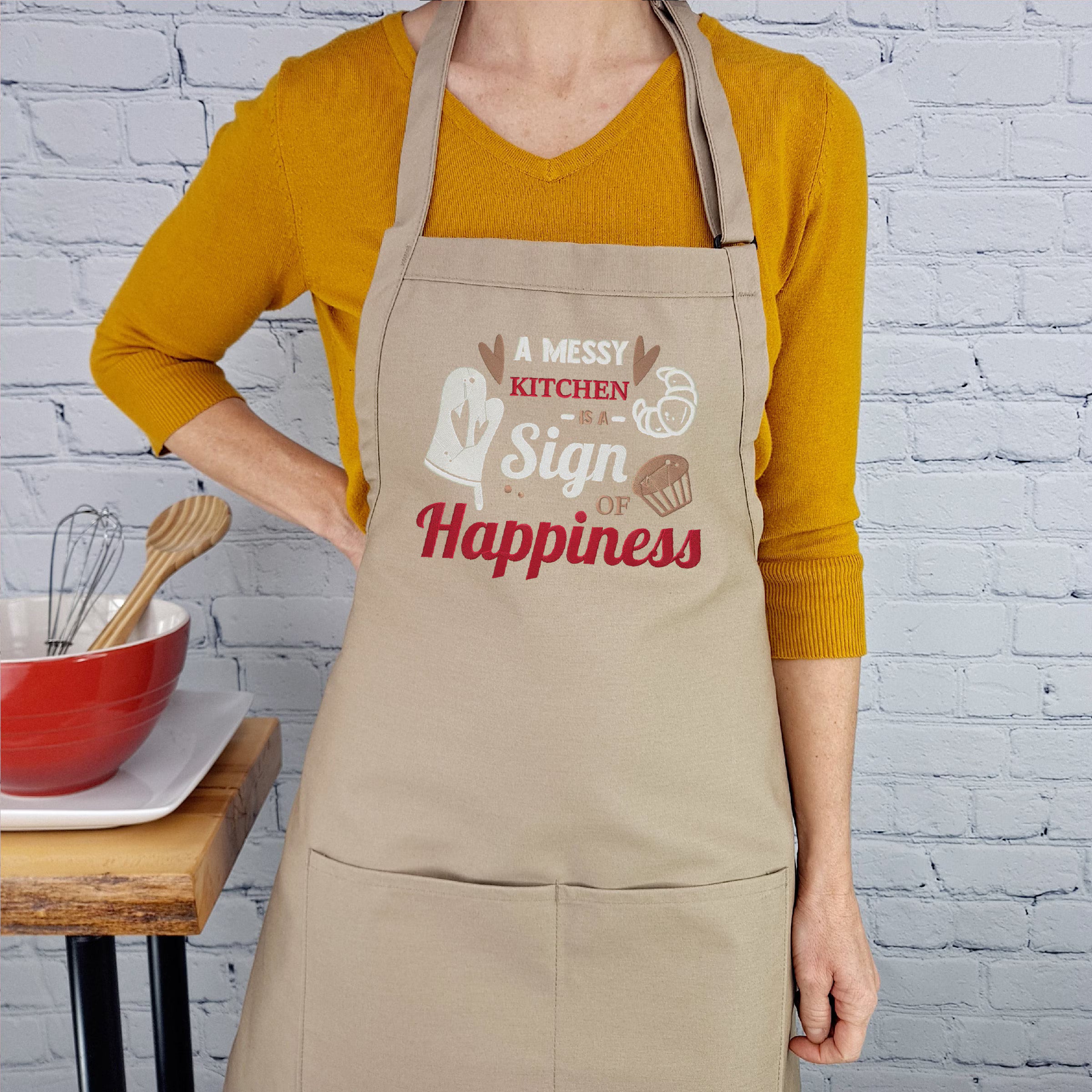 Embroidered Kitchen Apron: Funny Baking Humor, Adjustable Neck