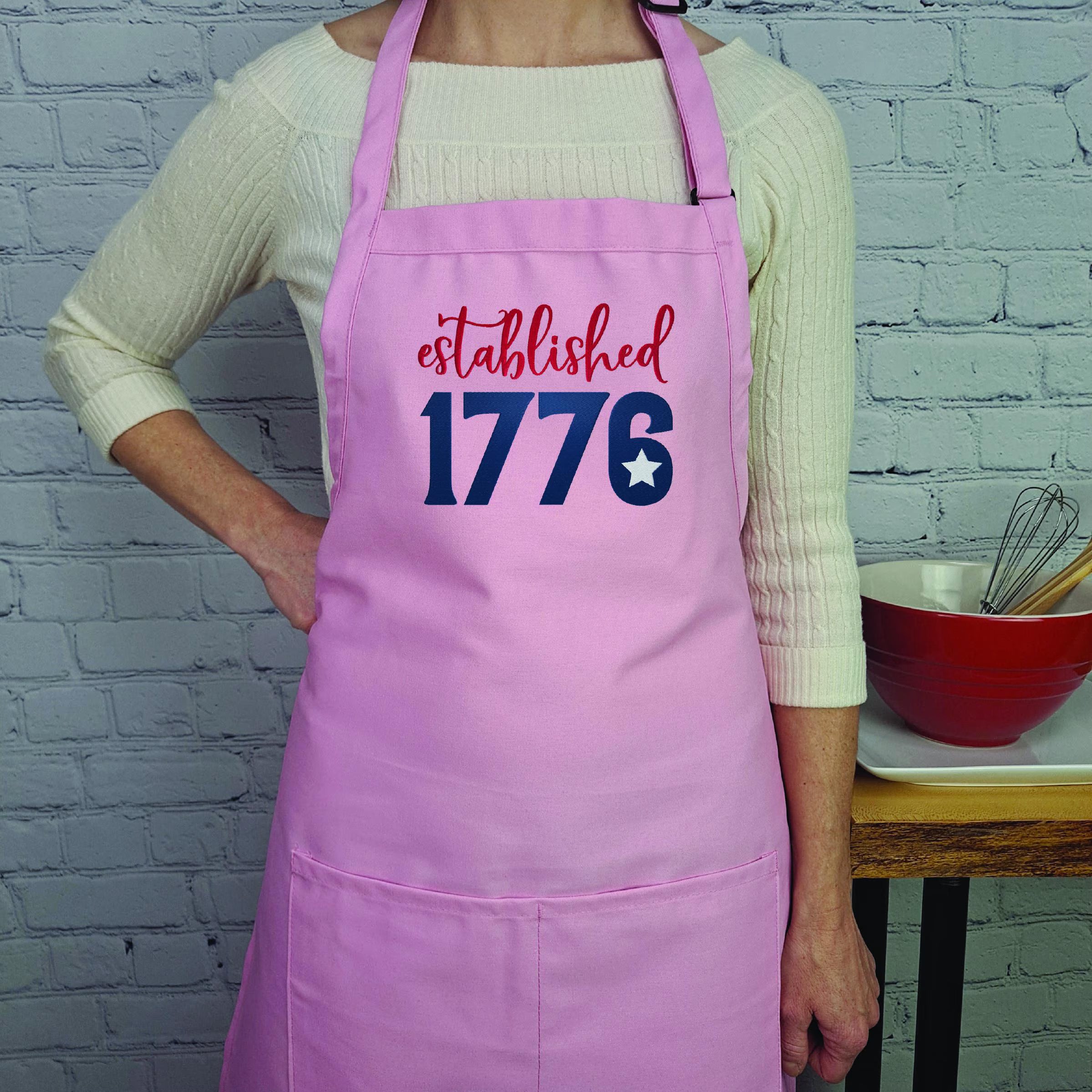 Embroidered Patriotic Apron: USA Made 4th of July Gift