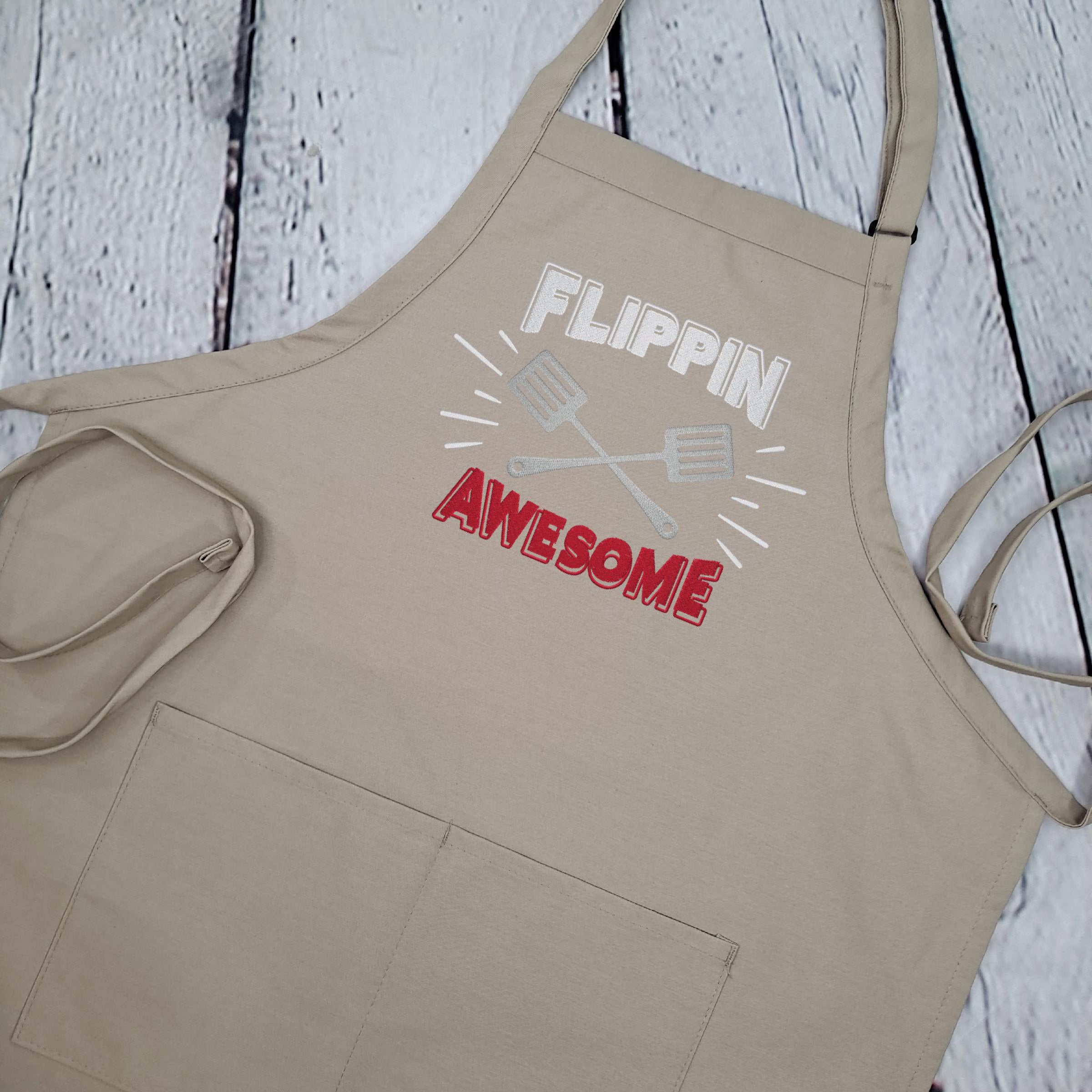 Flippin' Grilling Apron: Embroidered BBQ Gift
