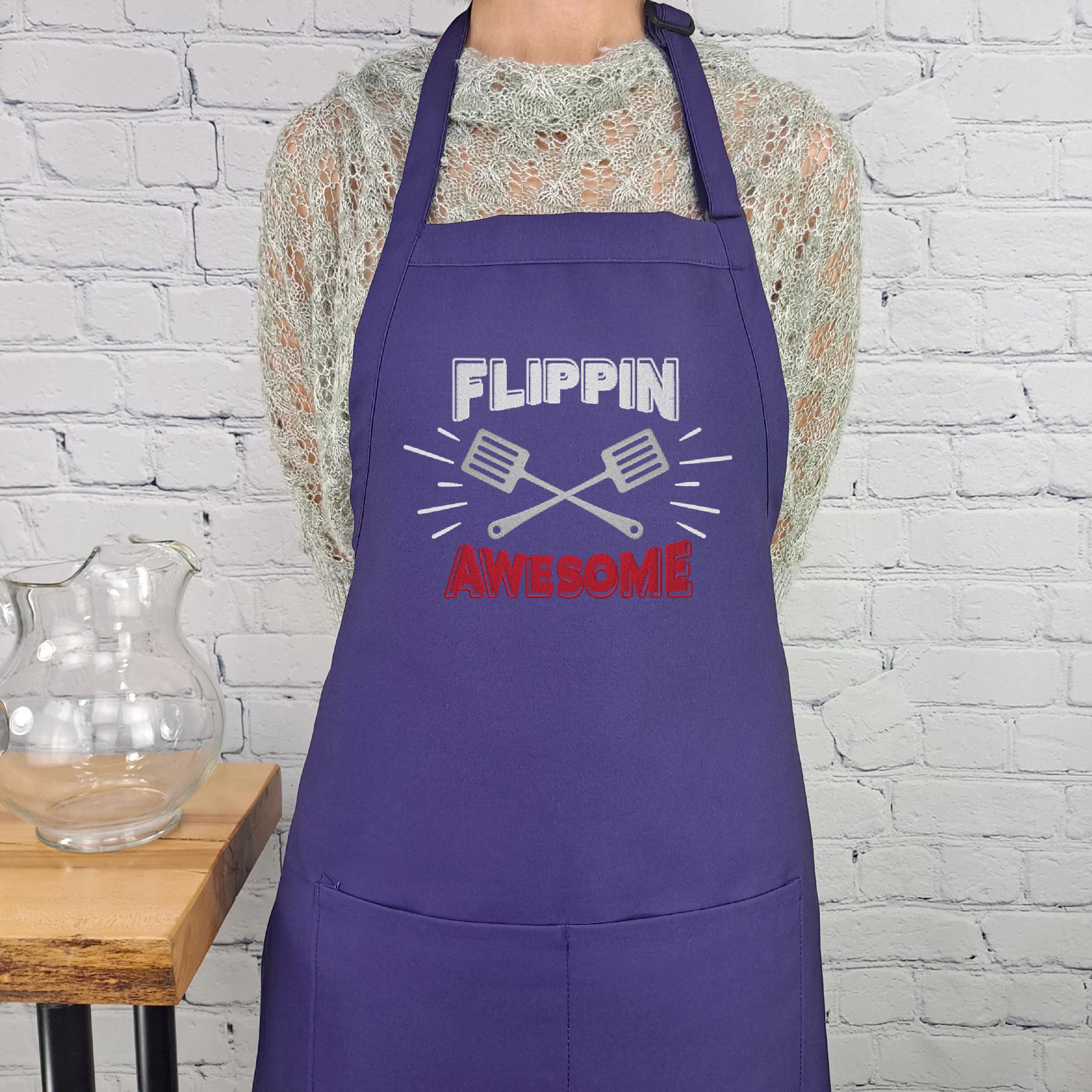 Flippin' Grilling Apron: Embroidered BBQ Gift