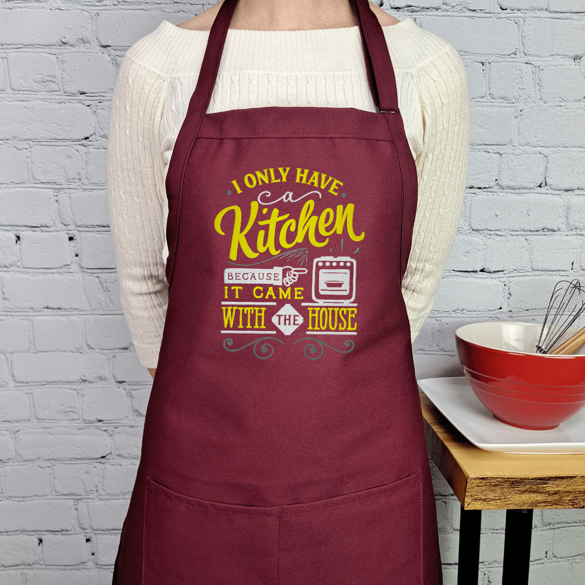 {{product_title}} – {{color}} embroidered kitchen apron
