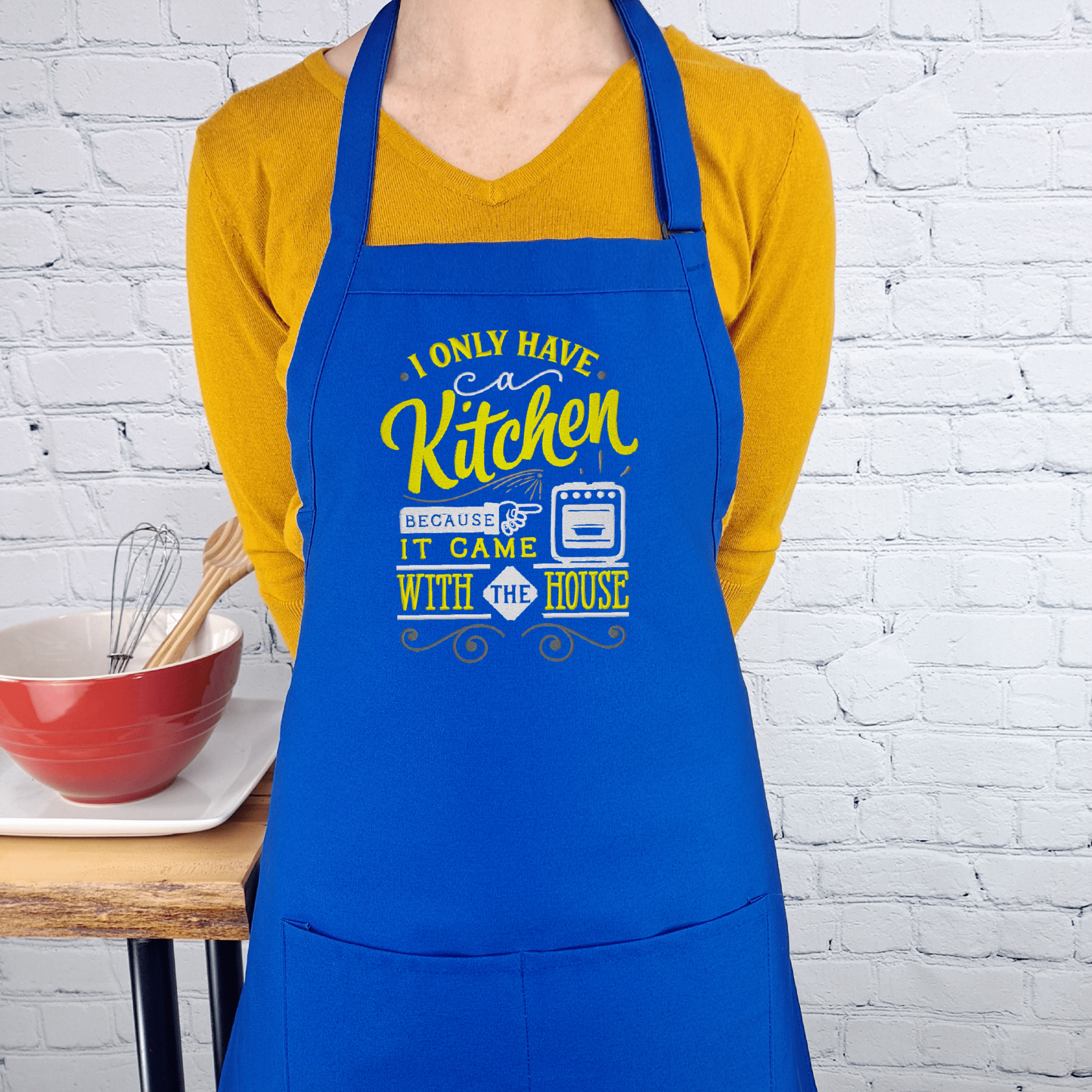 {{product_title}} – {{color}} embroidered kitchen apron