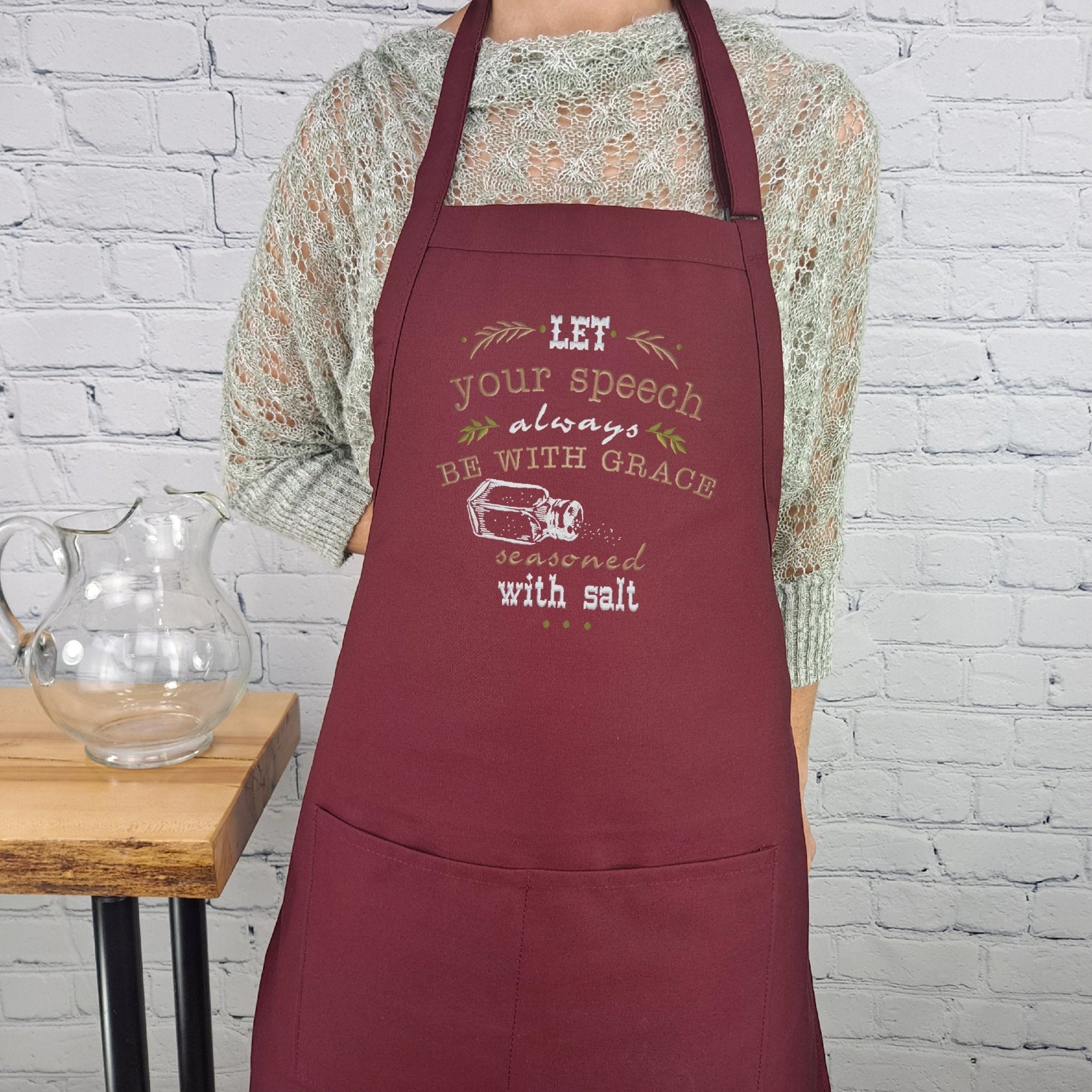 {{product_title}} – {{color}} embroidered kitchen apron