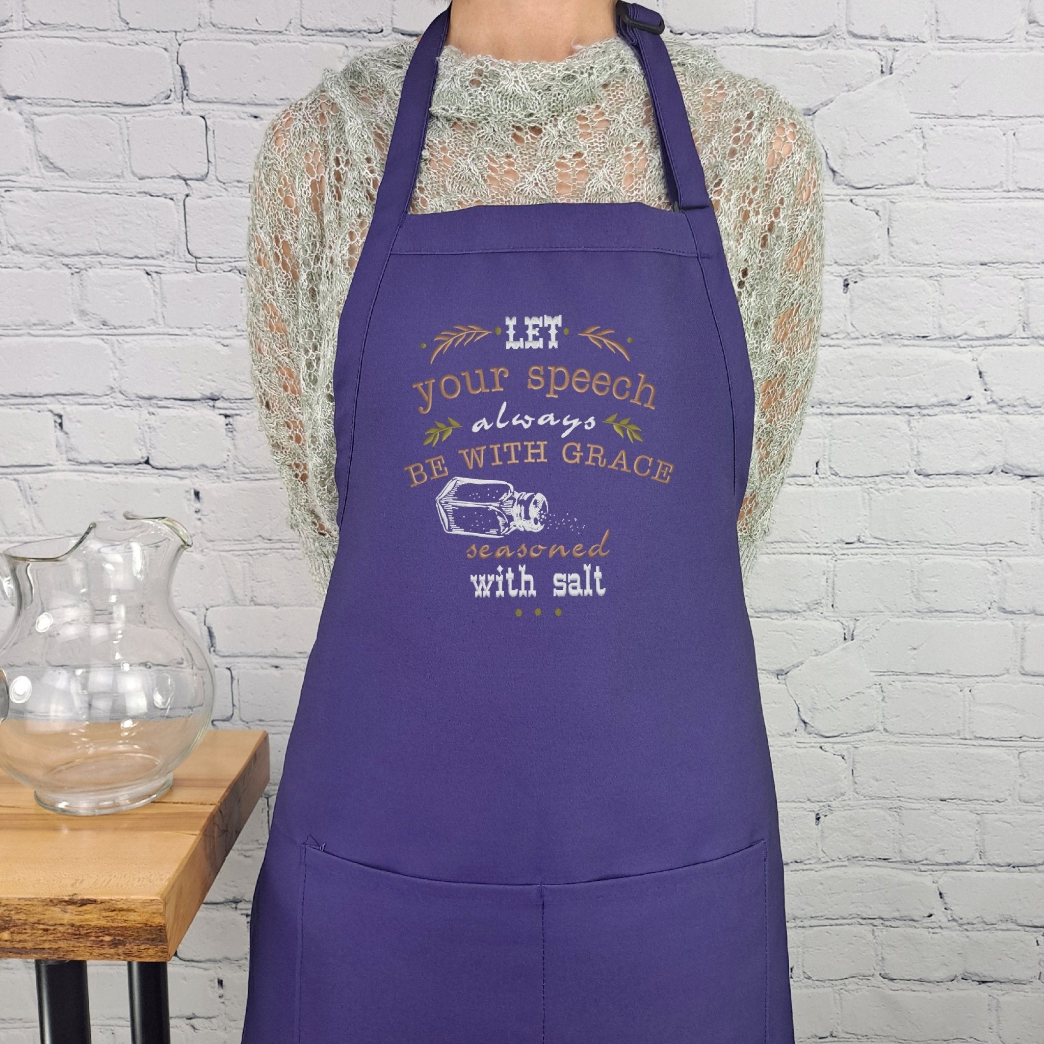 {{product_title}} – {{color}} embroidered kitchen apron