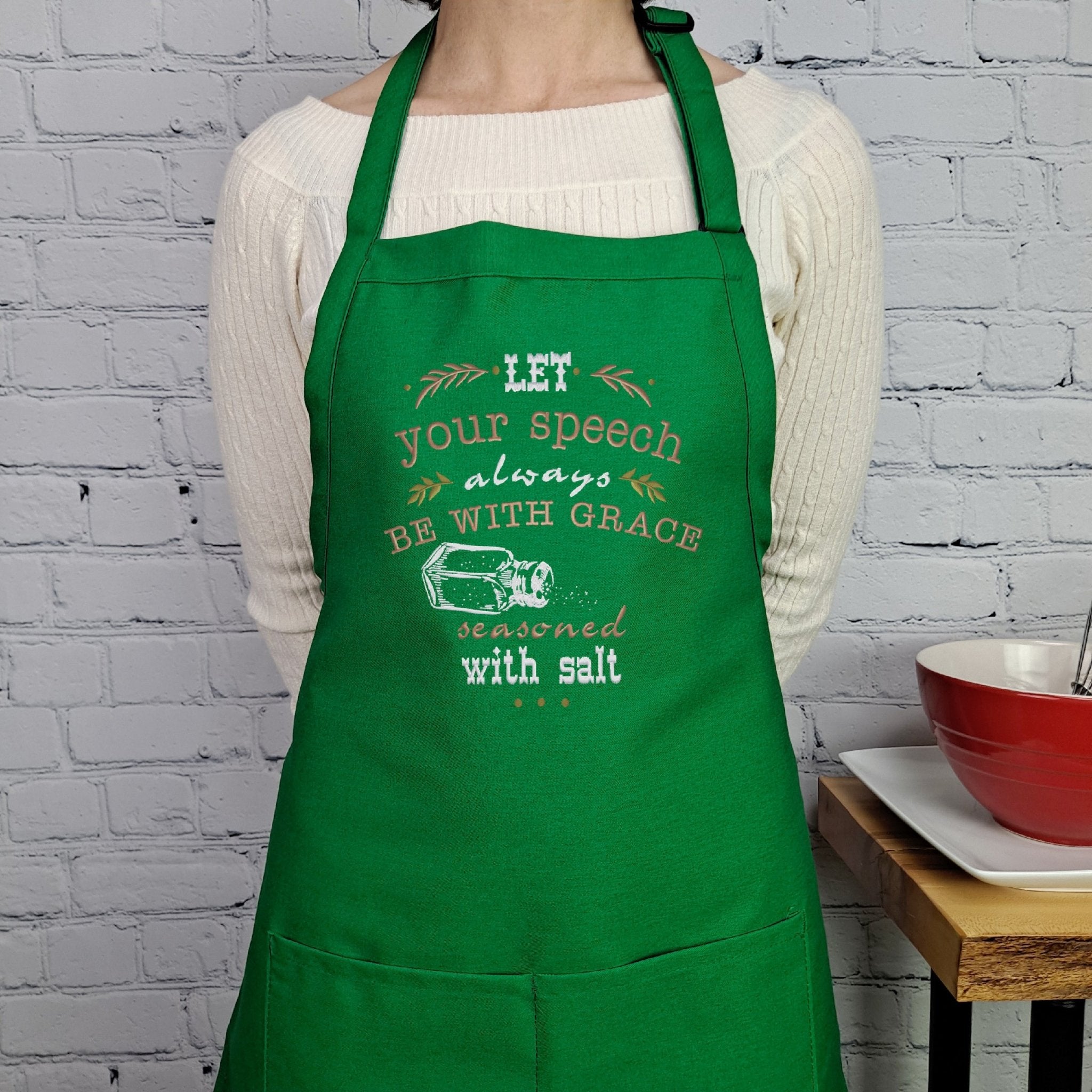 {{product_title}} – {{color}} embroidered kitchen apron