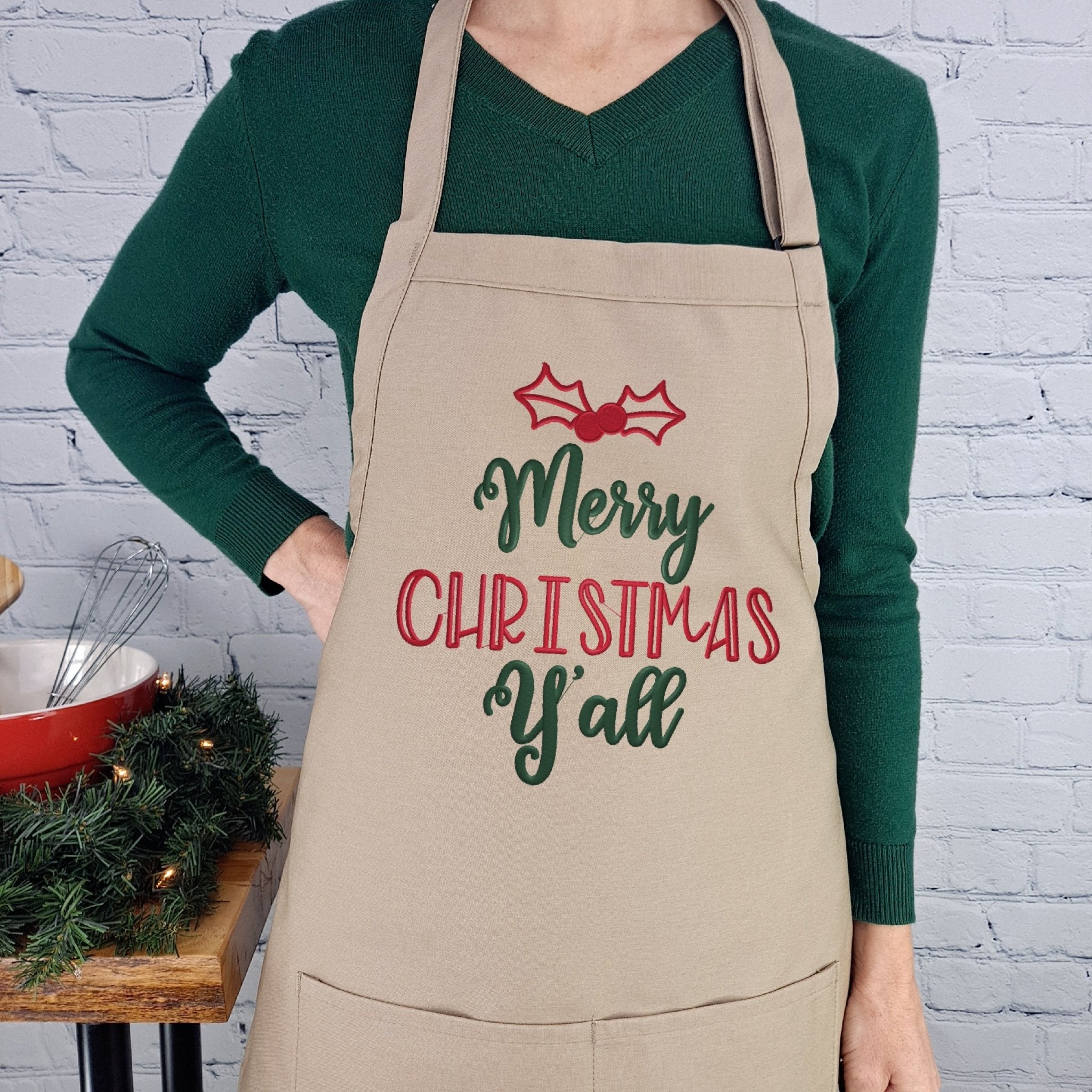 {{product_title}} – {{color}} embroidered kitchen apron