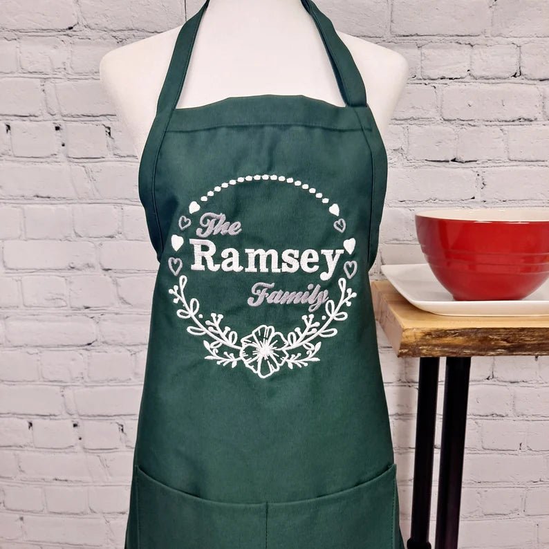 {{product_title}} – {{color}} embroidered kitchen apron