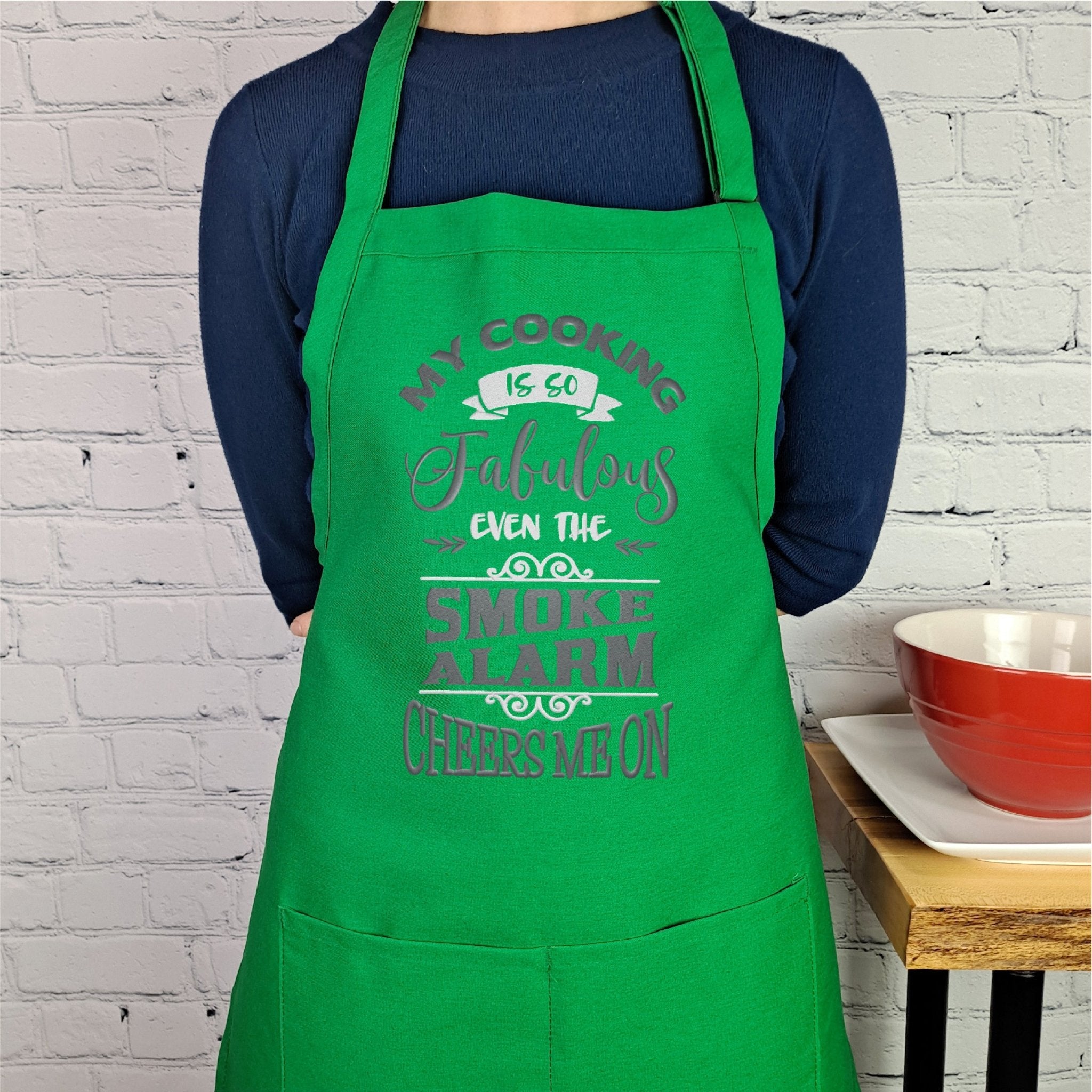 {{product_title}} – {{color}} embroidered kitchen apron