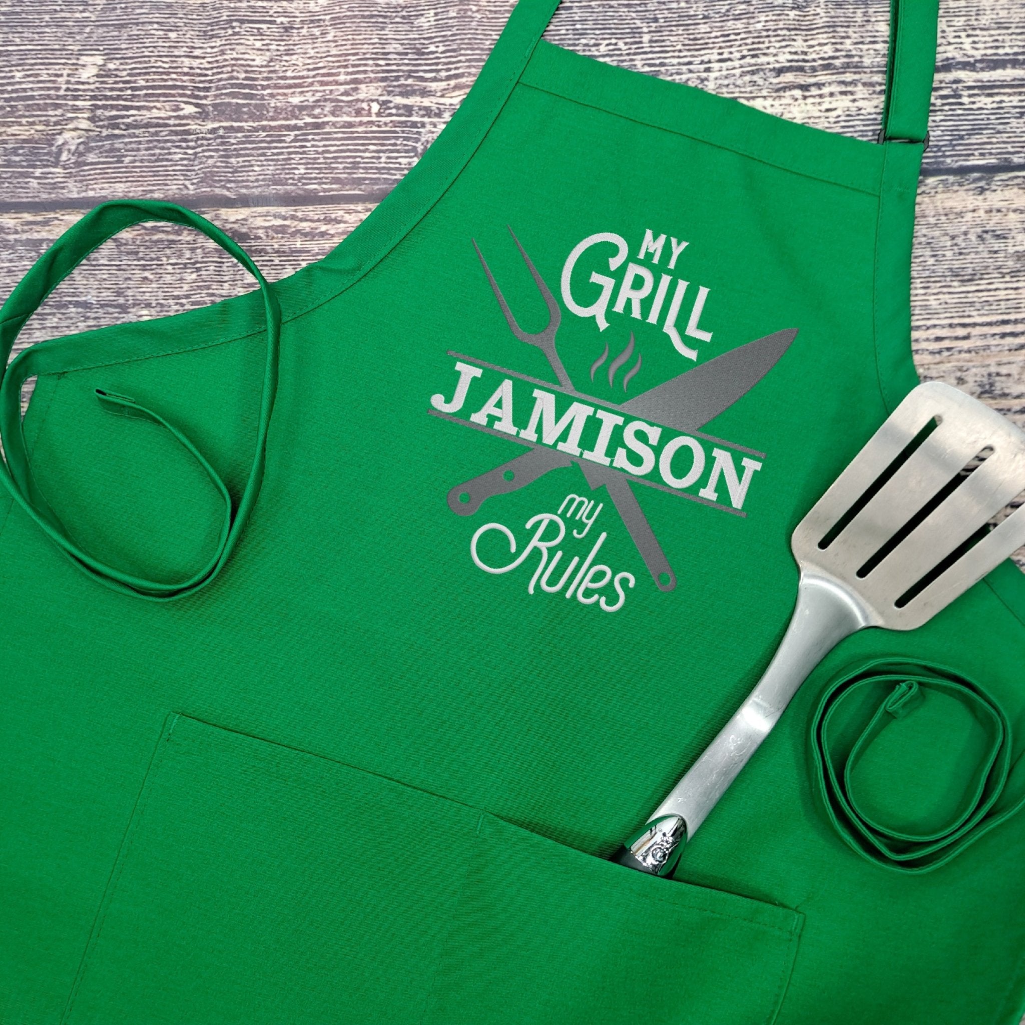 {{product_title}} – {{color}} embroidered kitchen apron