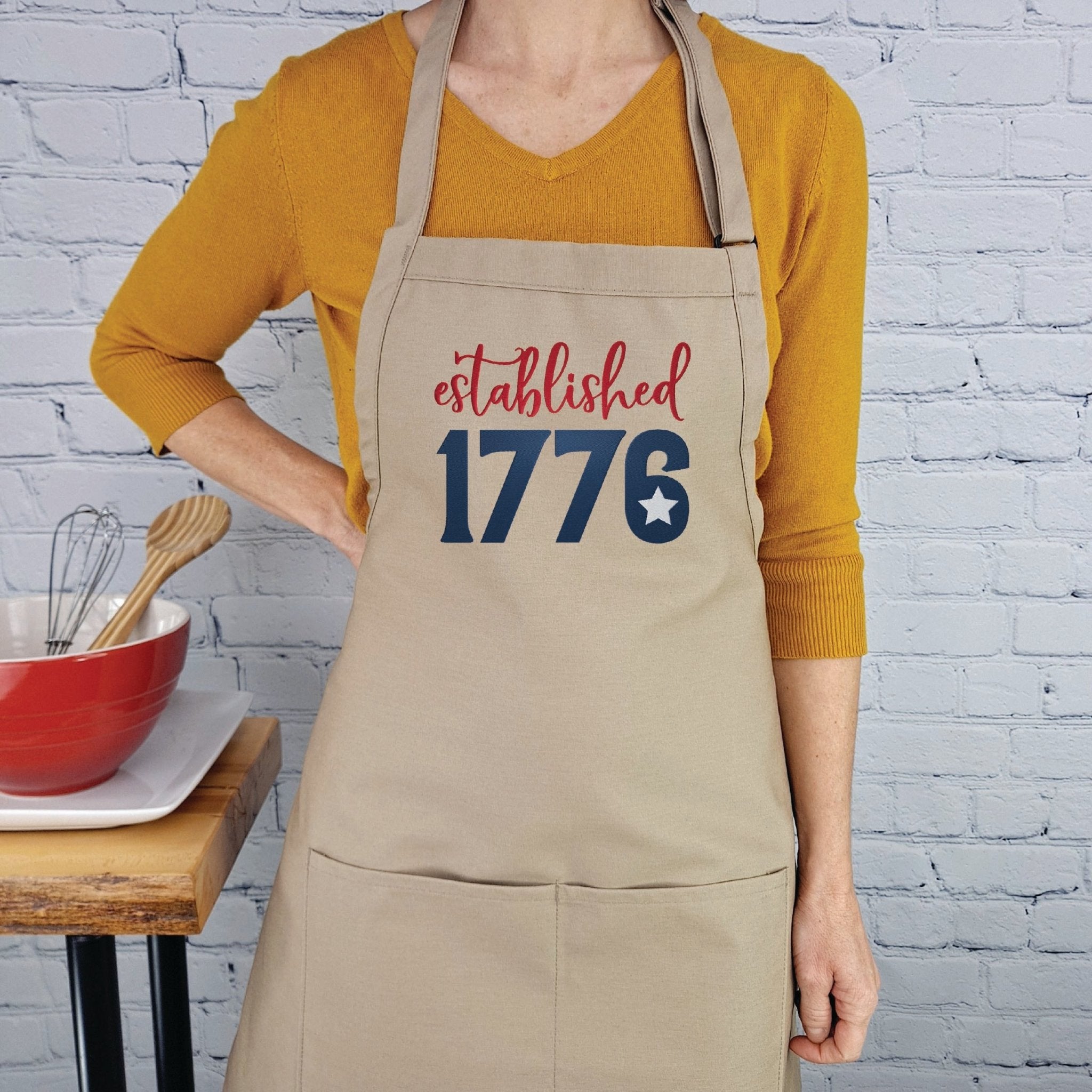 {{product_title}} – {{color}} embroidered kitchen apron