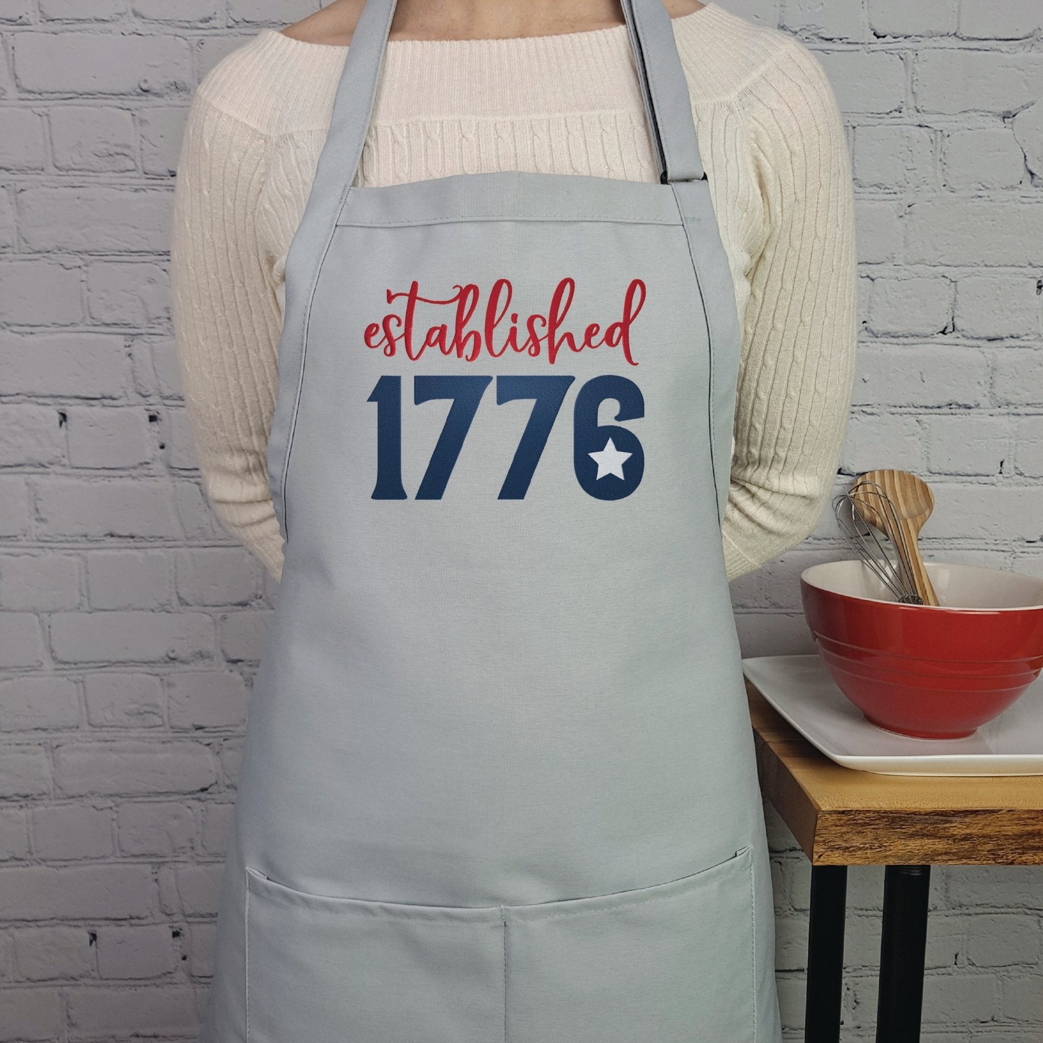 {{product_title}} – {{color}} embroidered kitchen apron