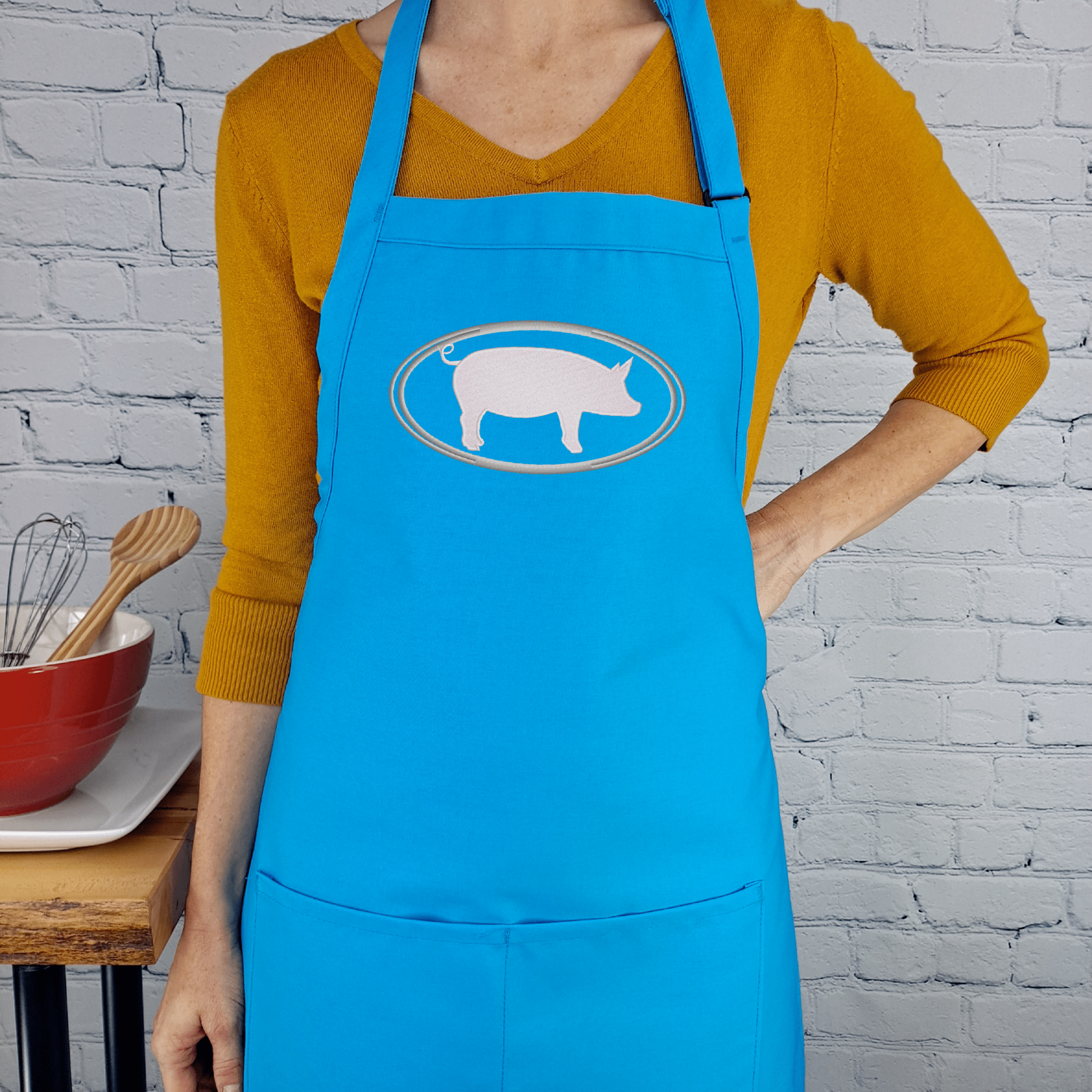 {{product_title}} – {{color}} embroidered kitchen apron