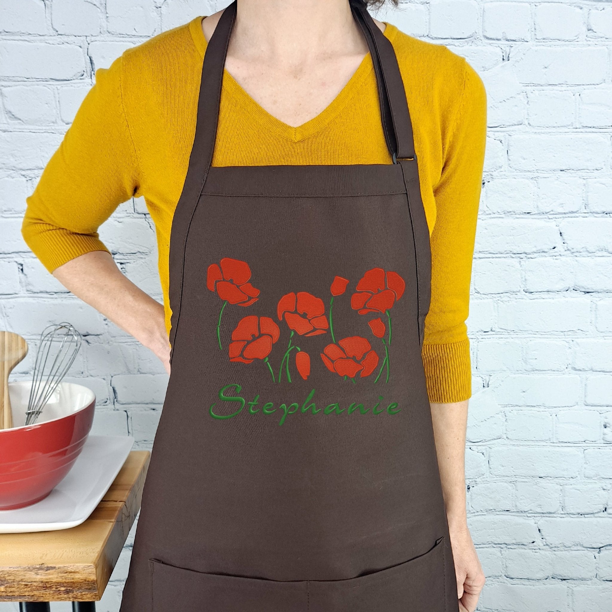 {{product_title}} – {{color}} embroidered kitchen apron