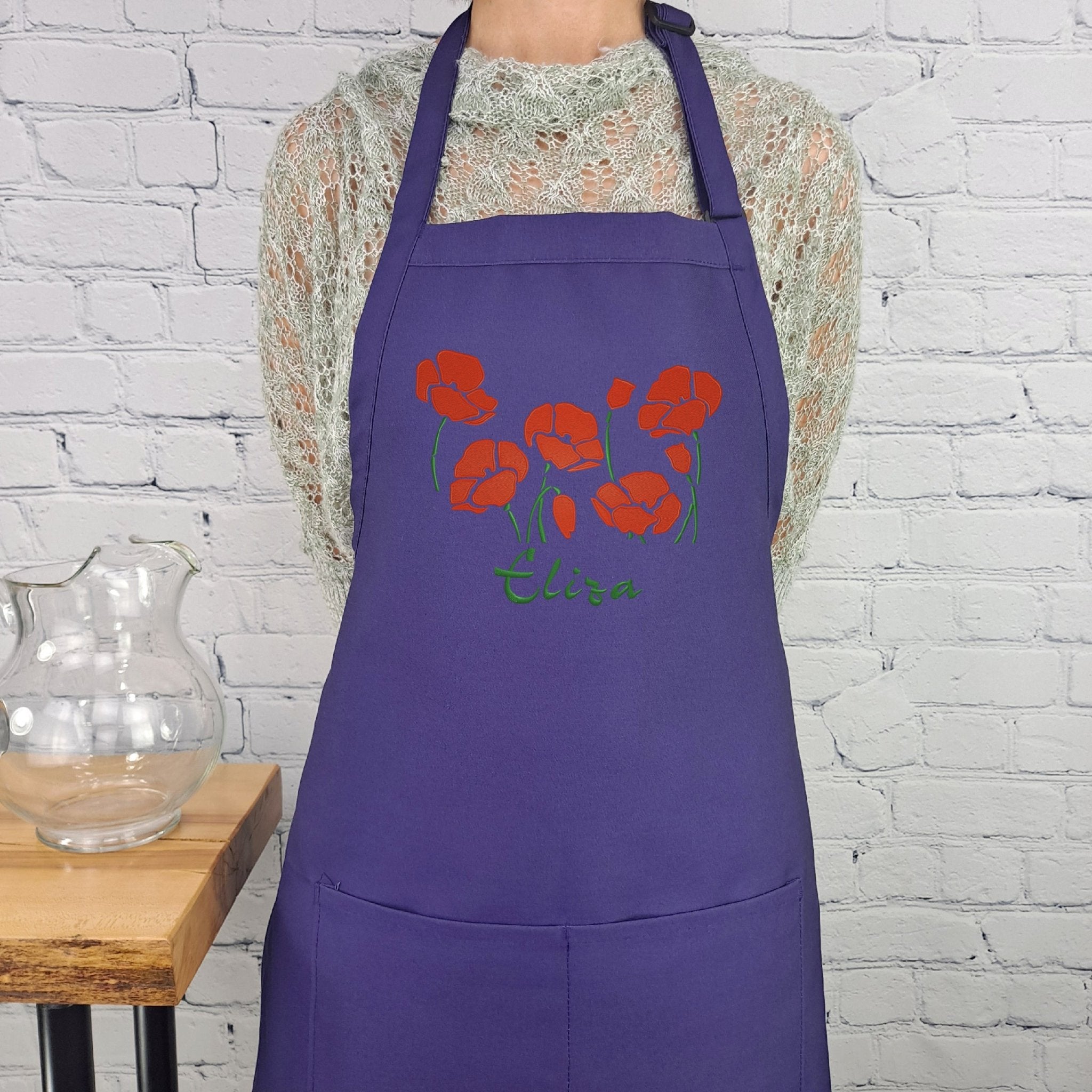{{product_title}} – {{color}} embroidered kitchen apron