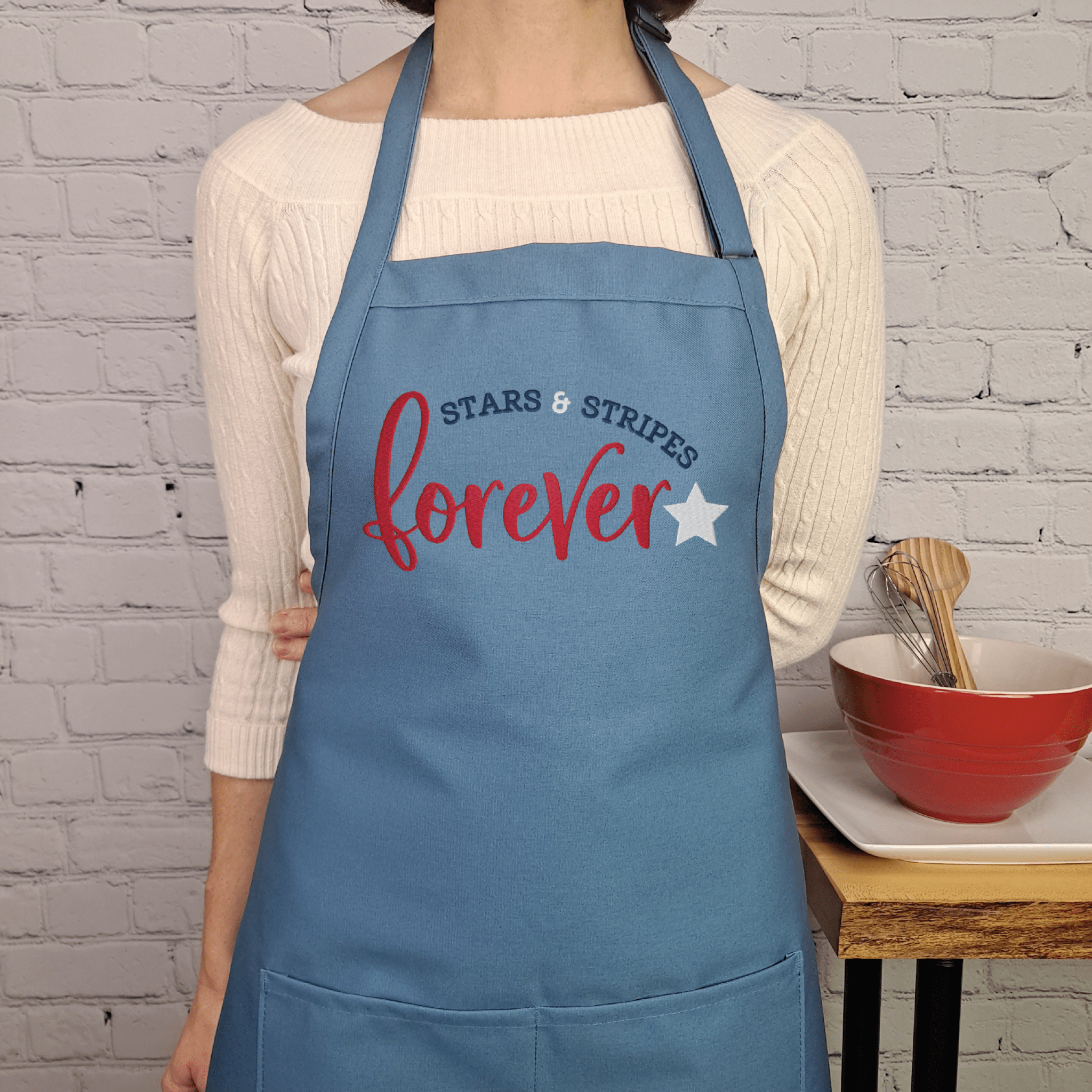 {{product_title}} – {{color}} embroidered kitchen apron