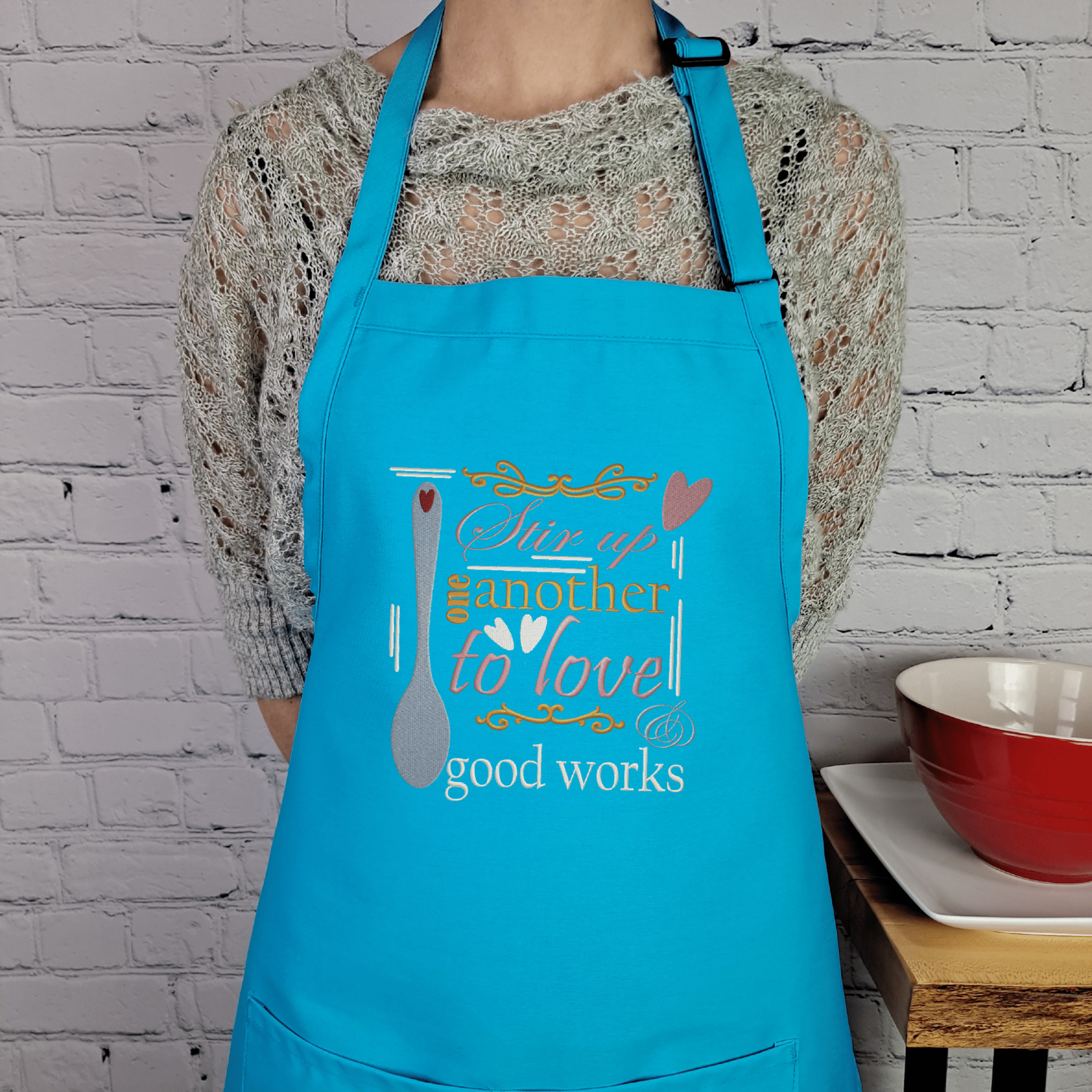 {{product_title}} – {{color}} embroidered kitchen apron
