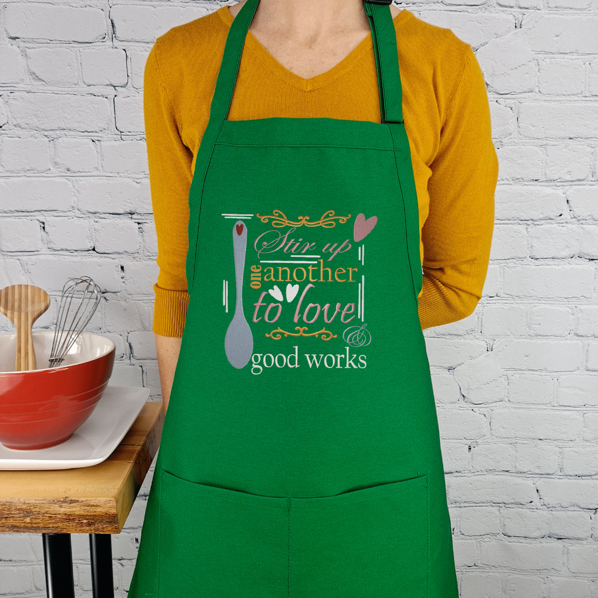 {{product_title}} – {{color}} embroidered kitchen apron