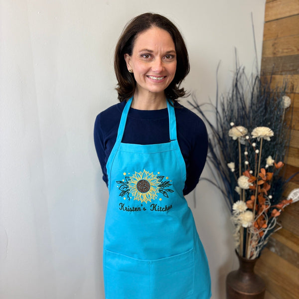 {{product_title}} – {{color}} embroidered kitchen apron