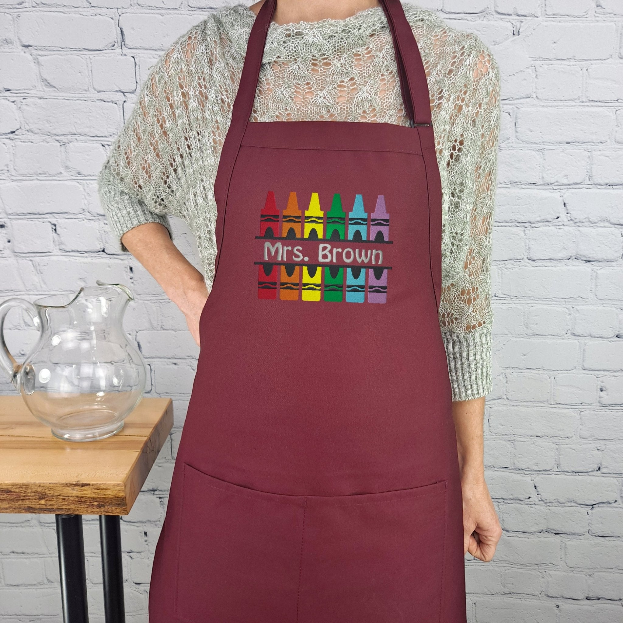 {{product_title}} – {{color}} embroidered kitchen apron