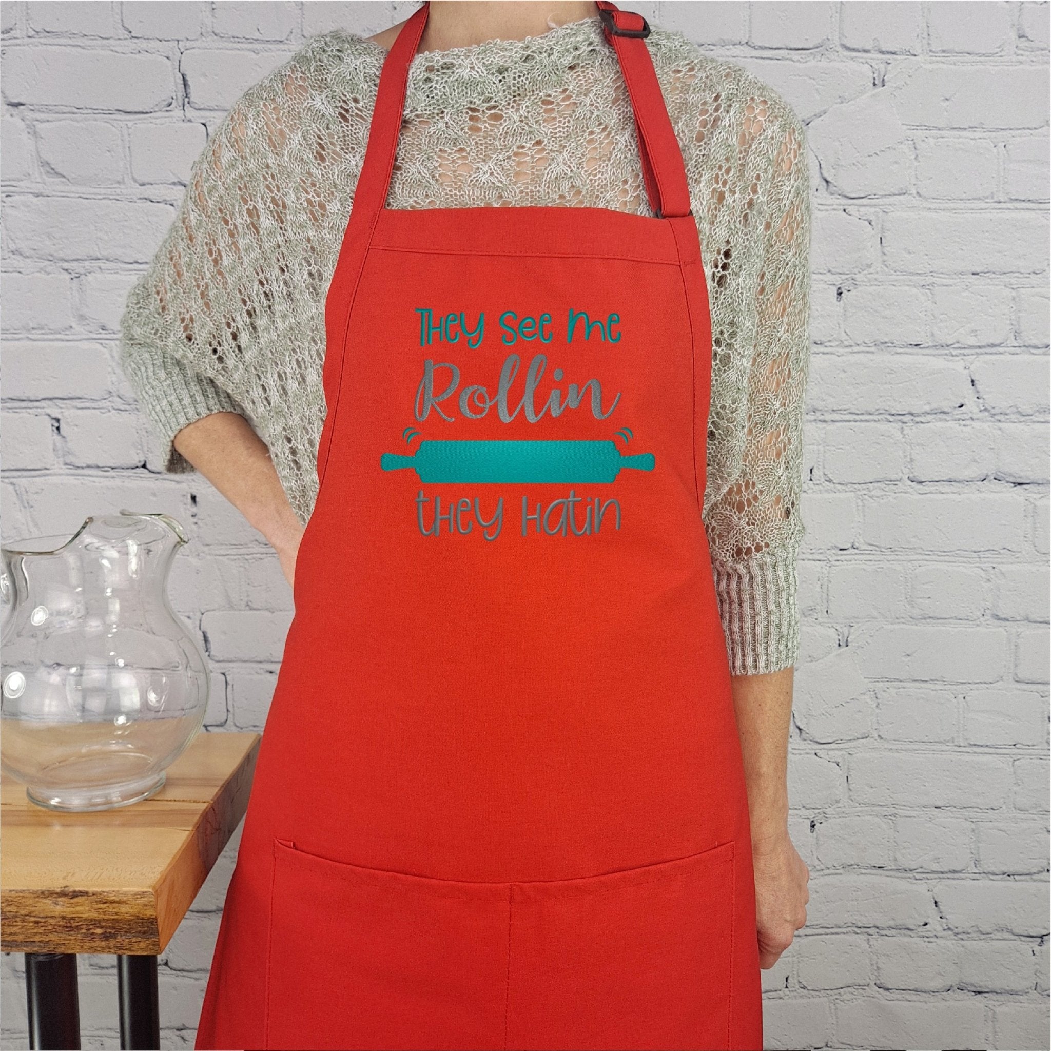 {{product_title}} – {{color}} embroidered kitchen apron