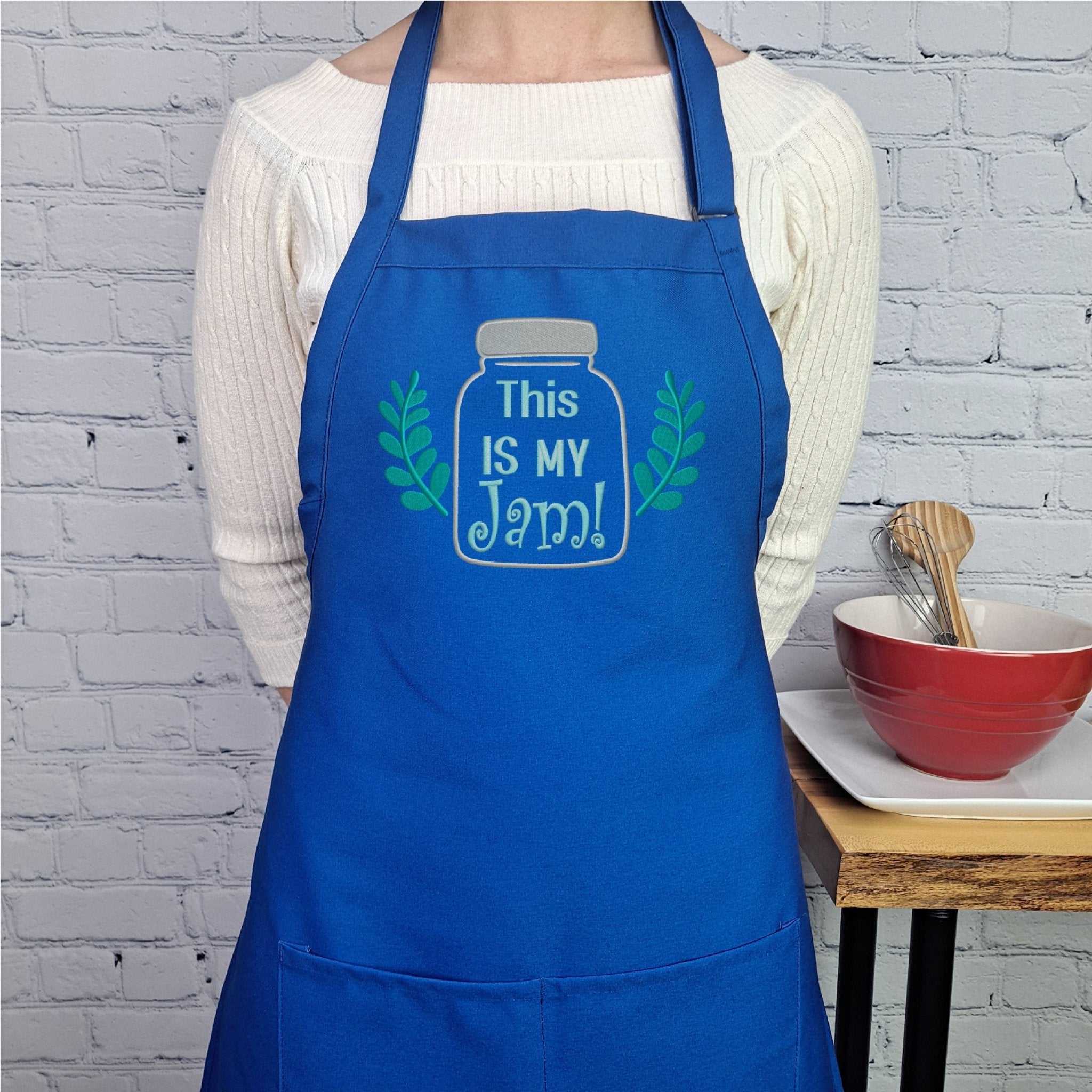 {{product_title}} – {{color}} embroidered kitchen apron