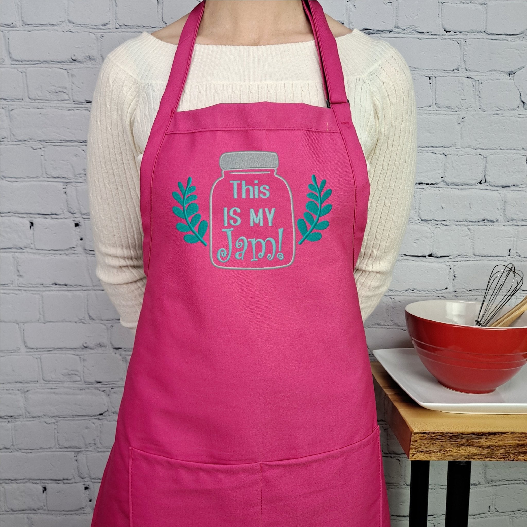 {{product_title}} – {{color}} embroidered kitchen apron