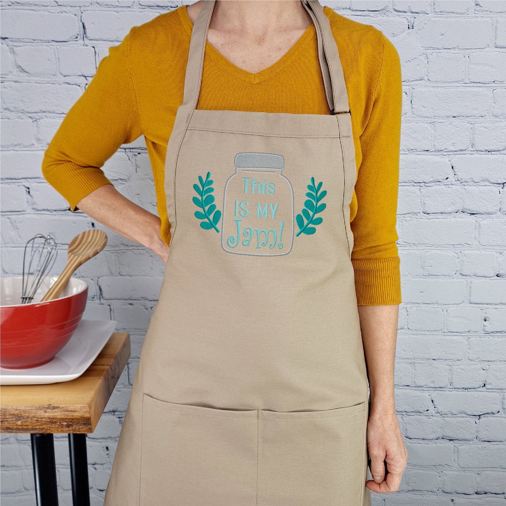 {{product_title}} – {{color}} embroidered kitchen apron